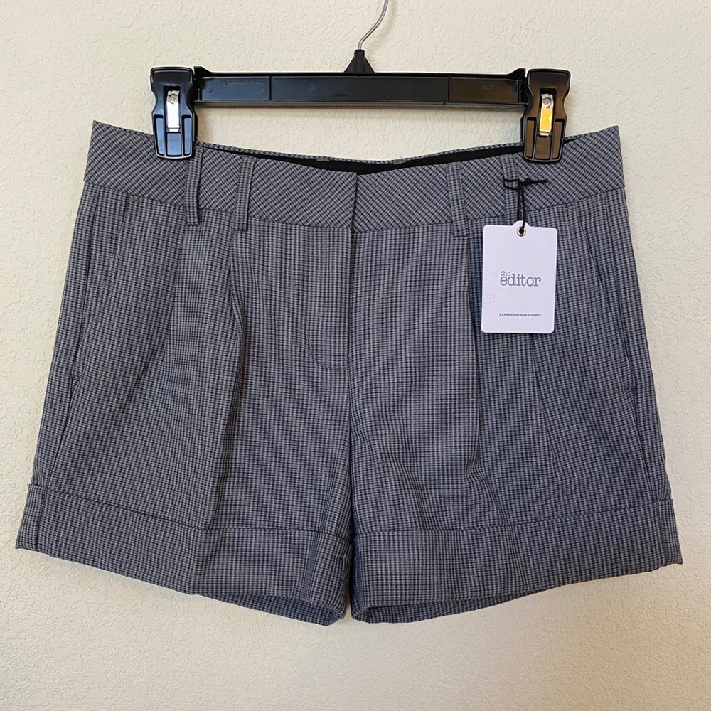 NWT EXPRESS Editor Gingham Cuffed Short